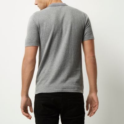 Grey button-up short sleeve jumper